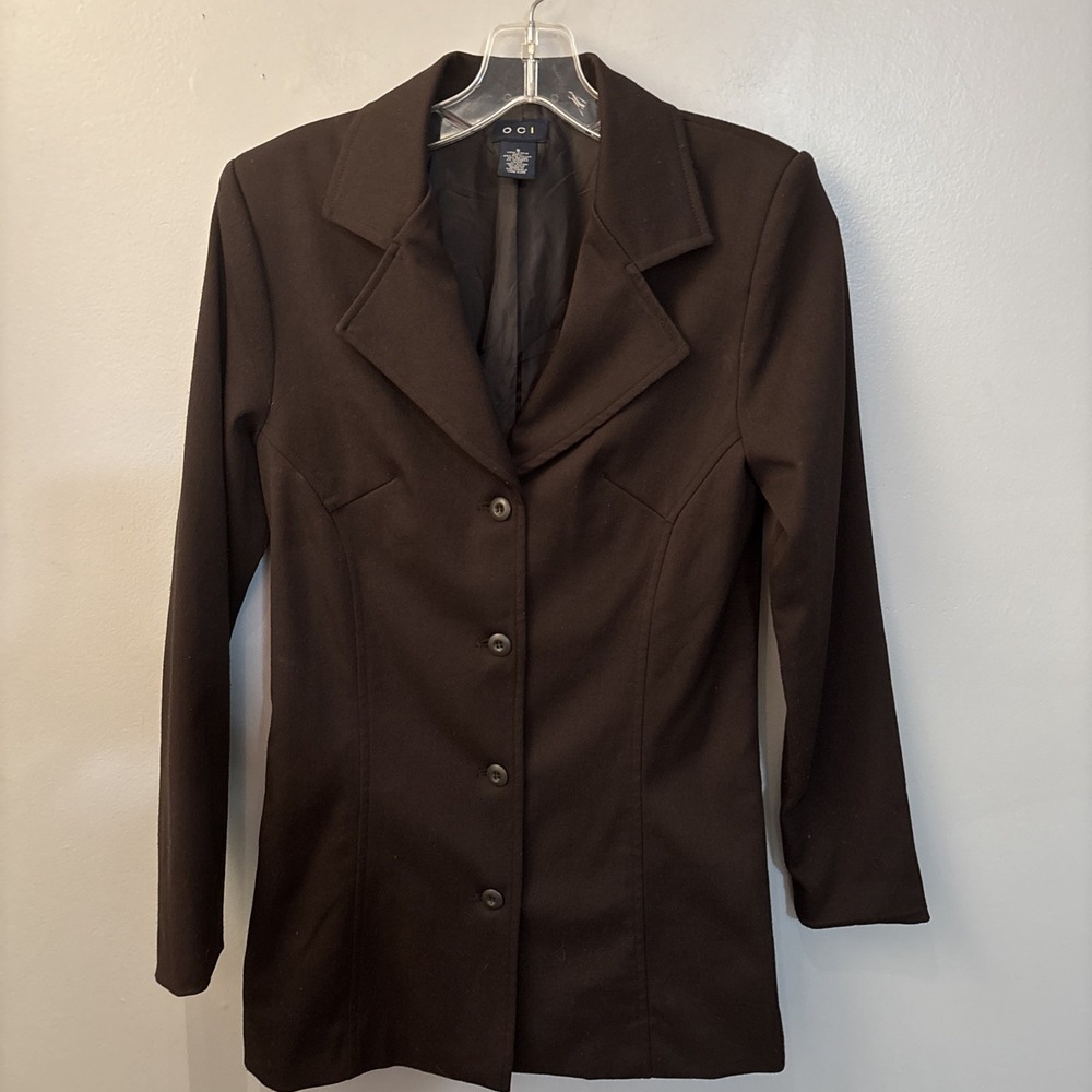 Chocolate Brown Button Down Blazer/Jacket Lined Women's Sz M Business Casual‎